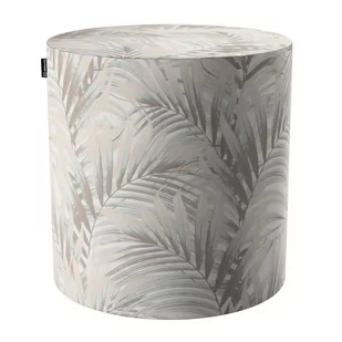 Dekoria Puf Barrel beżowo kremowe liście palmy na białym tle w 40 wys 40 cm Gardenia 1224-142-14 - Pufy i podnóżki - miniaturka - grafika 1