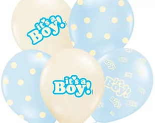 Balony pastelowe It''s a Boy - 30 cm - 6 szt. - Baby shower i roczek - miniaturka - grafika 1