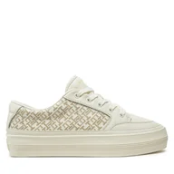 Sneakersy damskie - Sneakersy Tommy Hilfiger Vulc Leather Sneaker Monogram FW0FW08331 Écru - miniaturka - grafika 1