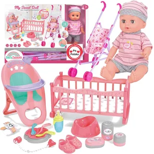 Interaktywna Lalka Bobas Martynka Z Wózkiem + Kołyska Mówi Po Polsku Sikajaca - Lalki dla dziewczynek - miniaturka - grafika 1