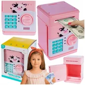 Skarbonki - Skarbonka Sejf Bank na Banknoty Świnka Monety Kod Różowa Zabawka dla Dzieci - miniaturka - grafika 1