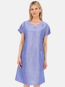 Sukienki - Niebieska lniana sukienka połyskująca z krótkim rękawem L'AF Dion - miniaturka - grafika 1