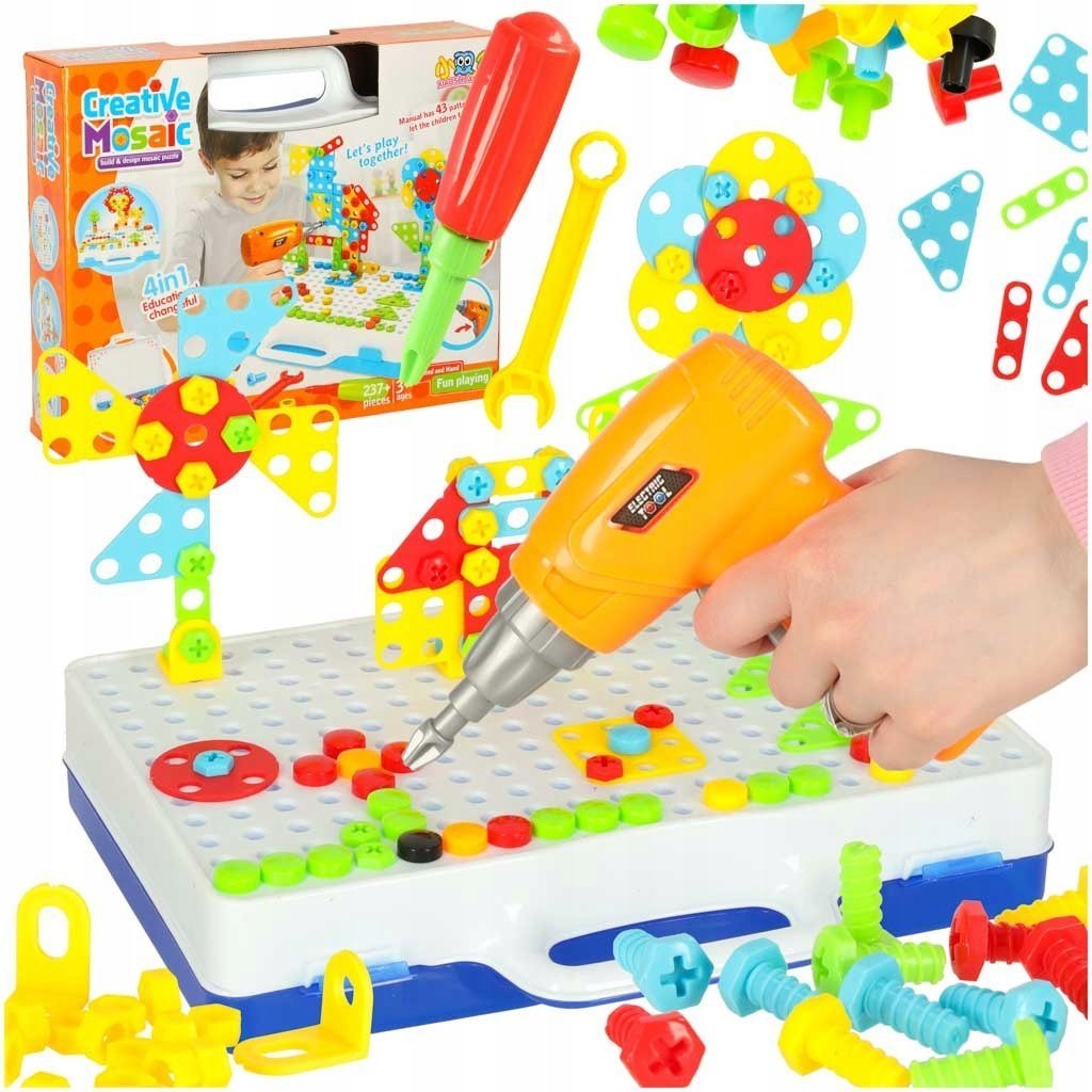 Wkrętarka wiertarka śrubki klocki konstrukcyjne zestaw majsterkowicza waliz