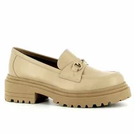 Mokasyny damskie - Beżowe mokasyny damskie na grubej podeszwie CARINII - Carinii - miniaturka - grafika 1