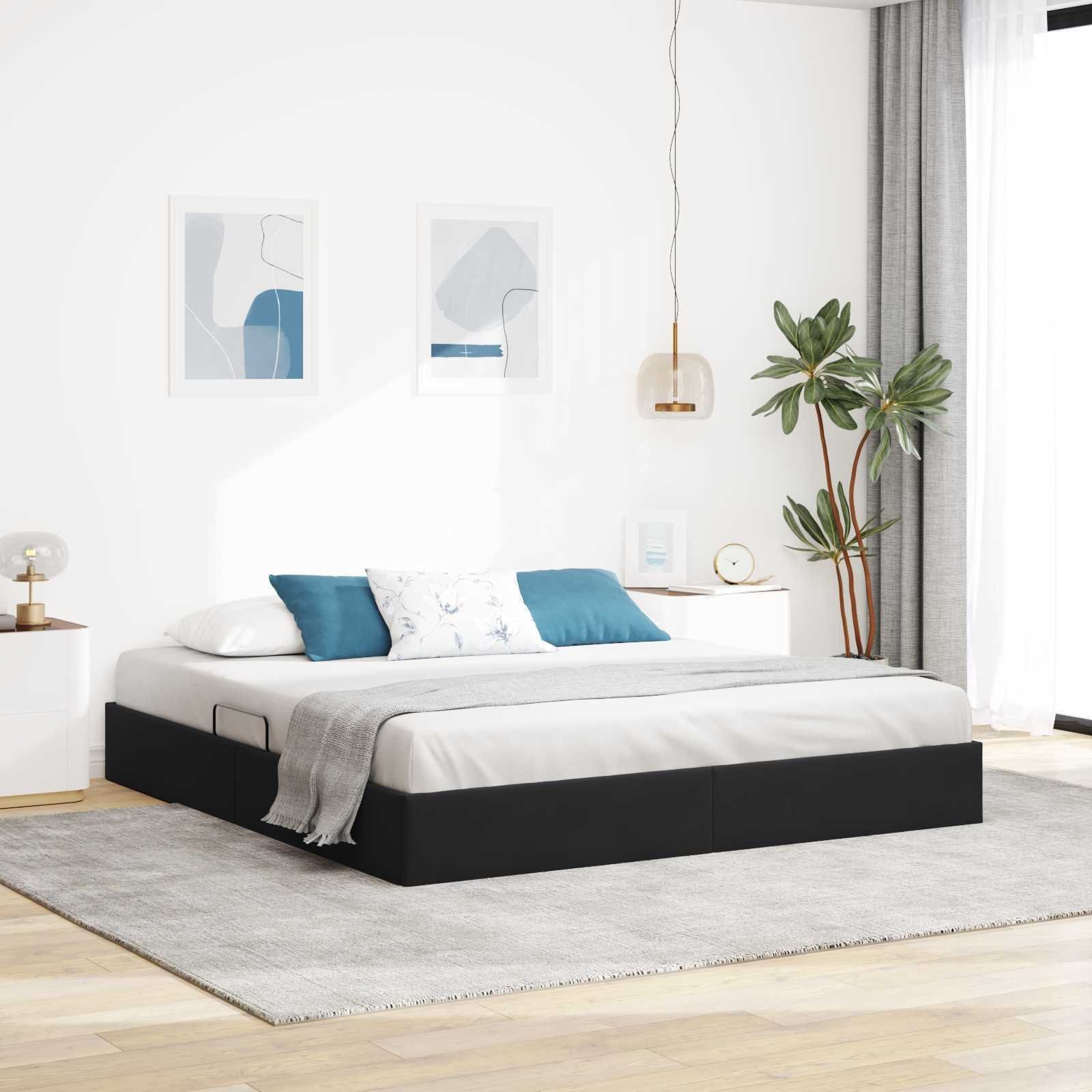 vidaXL vidaXL Łóżko otomanowe z przechowywaniem Czarny 180 x 200 cm Welur