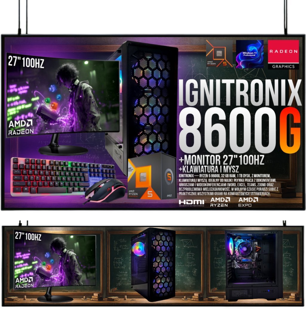 Komputer Adronix ZESTAW IGNITRONIX R5 8600G/16GB/RADEON 760M/512GB /W11/27