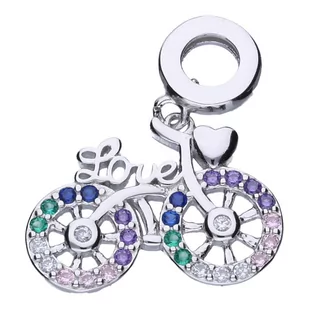 Pandora Valerio.pl Rodowany srebrny wiszący charms rower bicycle cyrkonie srebro 925 BEAD62 BEAD62 - Charmsy - miniaturka - grafika 1