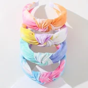Inne - TEMU 4szt. Kolorowe Opaski na Głowę w Stylu Tie-Dye - Miękki Poliester, Urocze i Proste Akcesoria do Włosów dla Kobiet i Dziewcząt, Codzienne - miniaturka - grafika 1