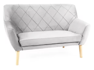 Sofa do salonu welurowy pikowany KIER 2 VELVET jasno szara/buk SIGNAL - Sofy i kanapy - miniaturka - grafika 1