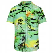 Koszule męskie - KOSZULA MĘSKA HAWAJSKA W PALMY KWIATY PLAŻA MORZE C1 ZIELONA - XXL - miniaturka - grafika 1