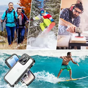 Etui do iPhone 14 Pro wodoodporne pancerne 360 Case Hybrid ochrona aparatu obiektywów IP68 Waterproof czarne - Etui i futerały do telefonów - miniaturka - grafika 10