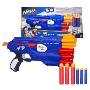 Nerf Dual - Strike Pistolet Wyrzutnia 6 Strzałek Hasbro 8+ - Zabawki militarne - miniaturka - grafika 1