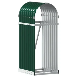 vidaXL Stojak na drewno, zielony, 40x45x100 cm, stal galwanizowana - Wózki magazynowe - miniaturka - grafika 1