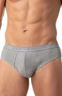 Key klasyczne slipy męskie z szeroką gumą szary melanż 2-Pack MPP 019 ME, Kolor szary melanż, Rozmiar M, Key - Intymna - Majtki męskie - miniaturka - grafika 1