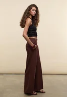 Spodnie damskie - Stradivarius Spodnie wizytowe z szerokim paskiem Brązowy 42 - miniaturka - grafika 1