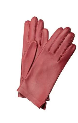 Czerwone damskie rękawiczki nieocieplane - wiosenno-jesienne