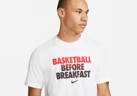 Koszulki męskie - Nike Dri-Fit Basketball Before Breakfast Tee White - miniaturka - grafika 1