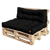 Poduszki ogrodowe - Poduszki Ogrodowe Pikowane Zestaw Poduch Na Euro Palety 120X40 - Czarny - miniaturka - grafika 1