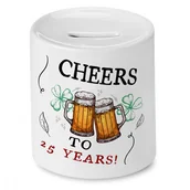 Skarbonki - Skarbonka na Urodziny 25 25te 25-te na Prezent z Nadrukiem ze Zdjęciem + Opakowanie na prezent (wzór 02) - miniaturka - grafika 1