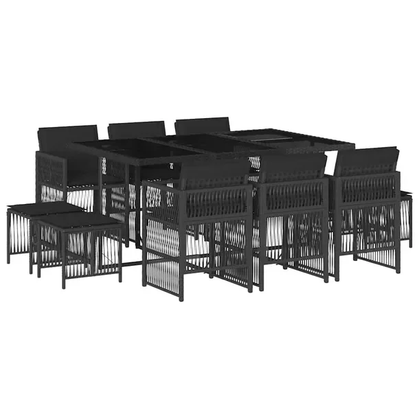 Zestaw mebli ogrodowych czarny rattan PE, 165 x 106 x 73 cm