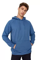 Bluzy męskie - Trendyol Męska bluza z kapturem, gładka, oversize, granatowa, S, granatowy, S - miniaturka - grafika 1