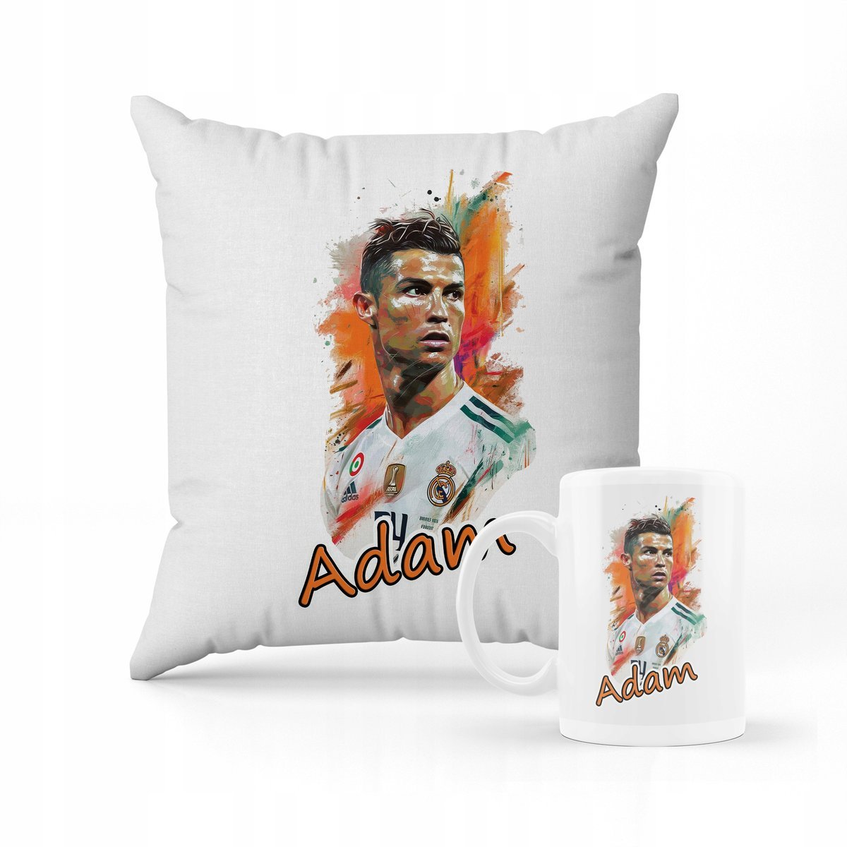 ZESTAW PODUSZKA + KUBEK Prezent Ronaldo + IMIĘ