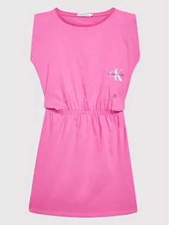 Sukienki i spódniczki dla dziewczynek - Calvin Klein Jeans Sukienka codzienna Monogram IG0IG01416 Różowy Relaxed Fit - grafika 1