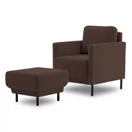 Fotele - Fotel welurowy z podnóżkiem, Laya 55, brązowy - miniaturka - grafika 1
