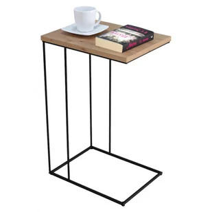 Minimalistyczny druciany stolik pomocniczy dąb artisan + czarny A2-F70 - Ławy i stoliki kawowe - miniaturka - grafika 1