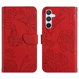 Skórzane etui na telefon z klapką Skin Feel Butterfly Czerwony For Samsung Galaxy A56 5G - Etui i futerały do telefonów - miniaturka - grafika 1