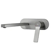 Baterie umywalkowe - EMKE Bateria umywalkowa ścienna antracyt matowy bateria podtynkowa umywalkowa - miniaturka - grafika 1