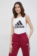 Koszulki sportowe damskie - adidas Top bawełniany H10199 kolor biały - miniaturka - grafika 1