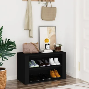 Stojak na buty czarny 75x35x45 cm materiał drewnopochodny - Szafki na buty - miniaturka - grafika 1
