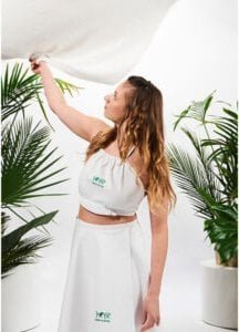 Biustonosz na saunę dla saunamistrzyni w 100% naturalna bawełna Yeye Biały M