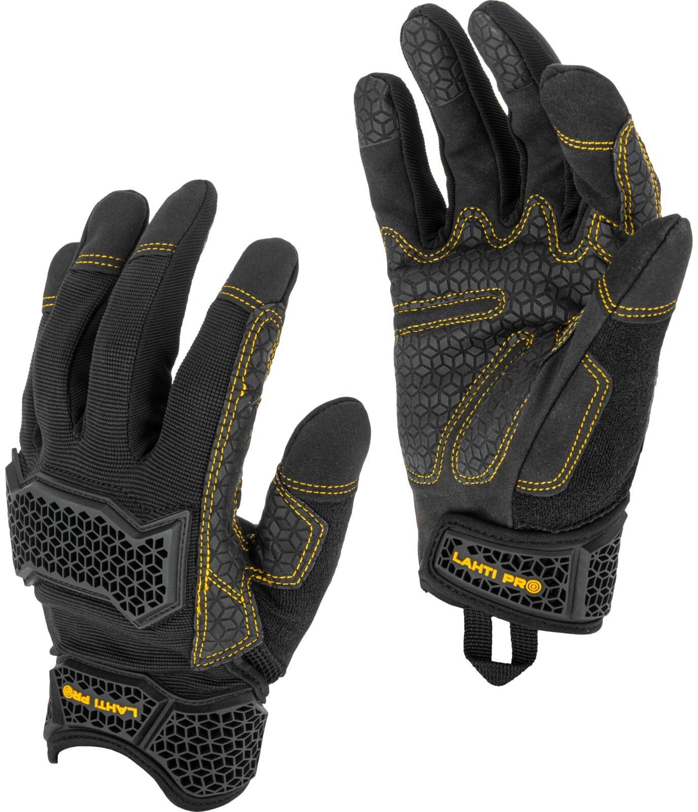 Rękawice warszt. czar.-żółte, l281609p, karta,