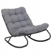 Fotele i krzesła ogrodowe - TopEshop Fotel Bujany VIBE Ogrodowy z Poduszką Stalowy Czarny Szary 115 Cm - miniaturka - grafika 1