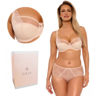 Biustonosz z koronką Semi-Soft Maja 1300 półusztywniany beżowy  90B - Biustonosze - miniaturka - grafika 1