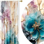 Zasłony - GOTOWE ZASŁONY NA ŻABKI TAŚMIE 140X240 ZASŁONA DO SALONU POKOJU KWIATY 138 - miniaturka - grafika 1