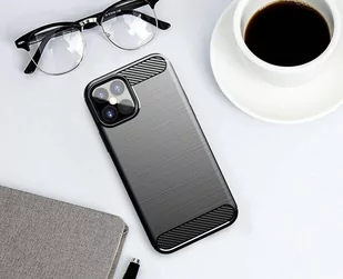 Carbon Case elastyczne etui pokrowiec iPhone 12 mini czarny - Etui i futerały do telefonów - miniaturka - grafika 3