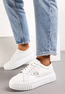 Białe Sneakersy na Grubej Podeszwie z Naturalnej Skóry Tessara - Moda i Uroda OUTLET - miniaturka - grafika 1