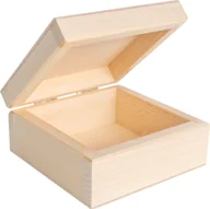 Pudełka i szkatułki - Creative Deco Małe Drewniane Pudełko 10x10x5 cm (+/- 0,5cm)| Szkatułka na biżuterię, prezentdo Decoupage, dekoracji, przechowywania| Naturalne - miniaturka - grafika 1