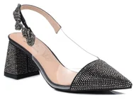 Czółenka - Buty damskie na obcasie wizytowe wieczorowe czarne DiA MR91292-1-38 - miniaturka - grafika 1