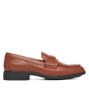 Loafersy Tommy Hilfiger Th Logo Leather Loafer FW0FW08705 Brązowy - Półbuty damskie - miniaturka - grafika 1