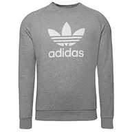 Bluzy męskie - adidas Bluza męska Adicolor Trefoil Crew Neck, Medium Grey Heather-white (H06650), XXL - miniaturka - grafika 1