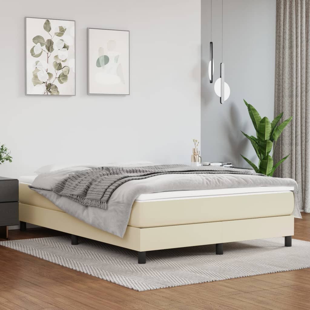 vidaXL vidaXL Materac kieszeniowy, kremowy, 140x200x20 cm, sztuczna skóra