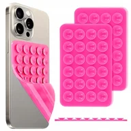 Uchwyty samochodowe do telefonów - SILIKOWNOWA PRZYSSAWKA DO TELEFONU NEONOWY RÓŻOWY DO LUSTRA MEBLI UCHWYT - miniaturka - grafika 1