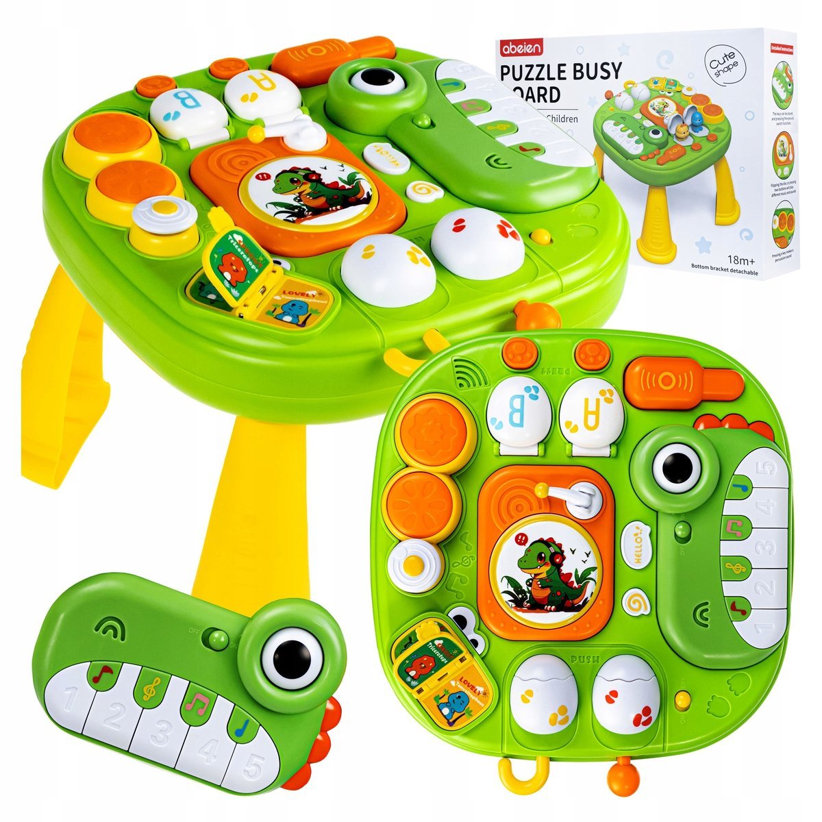 Stolik Do Nauki Montessori Manipulacyjny Dinozaur Z Dodatkowym Pianinkiem