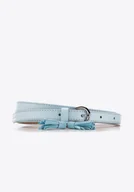 Paski - Pasek damski ze skóry naturalnej z chwostami błękitny - miniaturka - grafika 1