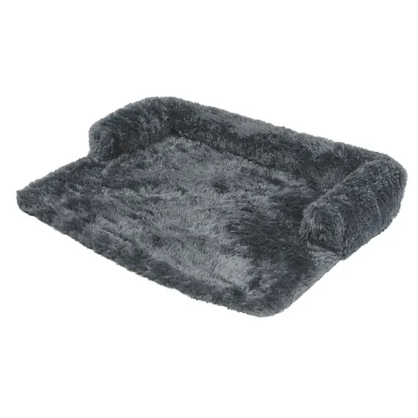 Legowisko Dla Psa Na Kanapę Włochate Pluszowe Posłanie Sofa Szare 76x76 CM