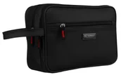 Akcesoria podróżnicze - Kosmetyczka męska na suwak czarna lekka i pojemna uchwyt do przenoszenia klasyczna podróżna PETERSON - miniaturka - grafika 1